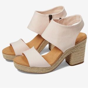 TOMS 11/42.5 Majorca Dusty Peach Platform City Espadrille Heel Zip Sandals